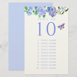 Blaue Rosenband-Monogramm-Hochzeitsgästeliste Briefpapier