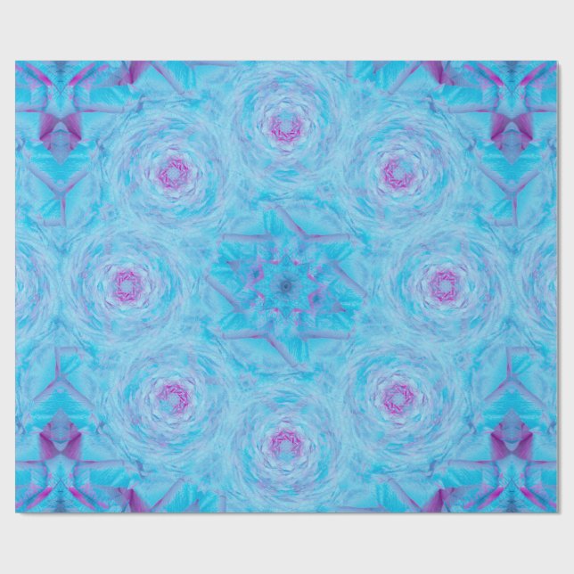 Blaue Rosenbrosche Geschenkpapier (Flach)