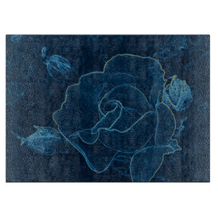 blaue Rosenkontur Schneidebrett