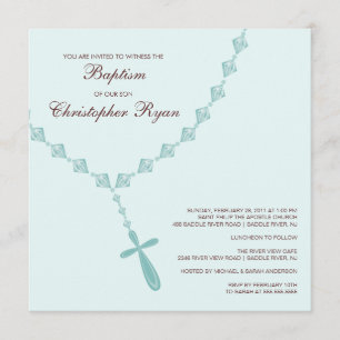 Blaue Rosenkranzperle-Baby-Taufe Inviation Einladung