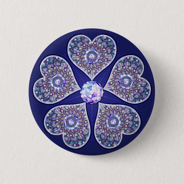 blaue Rosette Button (Vorderseite)