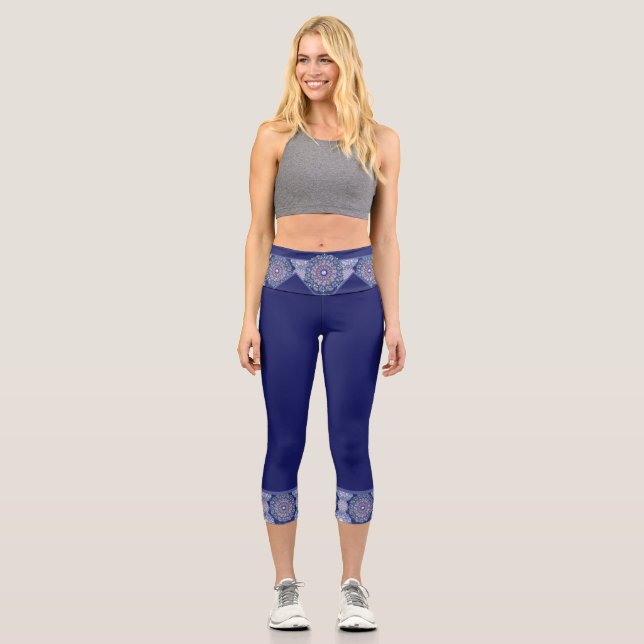 Blaue Rosette Capri Leggings (Vorderseite)