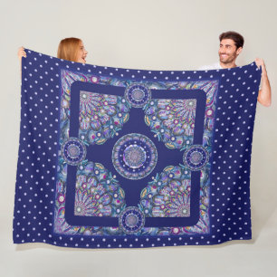blaue Rosette Fleecedecke
