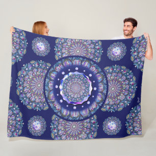 blaue Rosette Fleecedecke