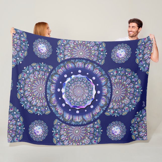 blaue Rosette Fleecedecke (Beispiel)