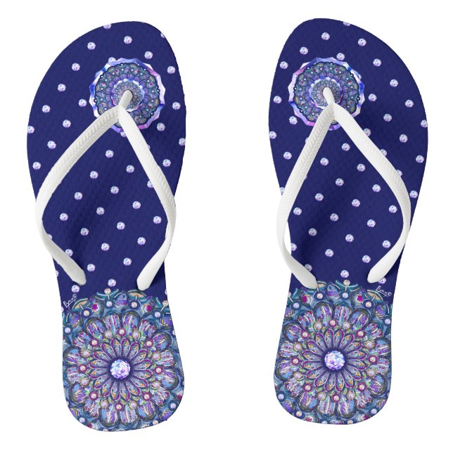 Blaue Rosette  Flip Flops (Fußbett)
