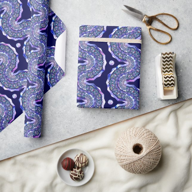 Blaue Rosette Geschenkpapier (Kunsthandwerk)