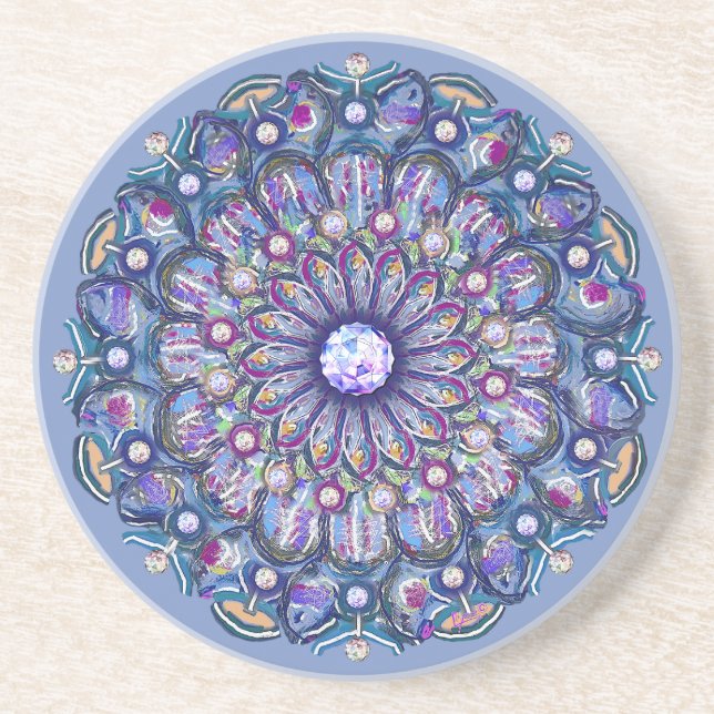 Blaue Rosette Getränkeuntersetzer (Vorne)