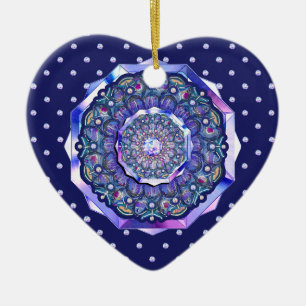 blaue Rosette Keramik Ornament