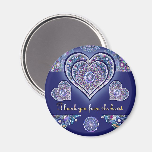 Blaue Rosette Magnet (Vorderseite/Rückseite)