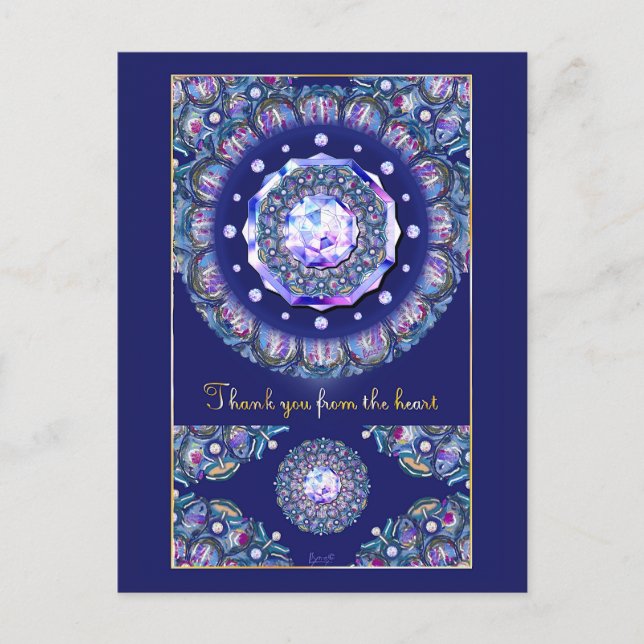 Blaue Rosette Postkarte (Vorderseite)