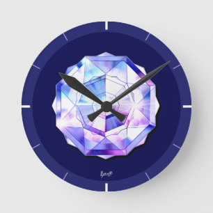 blaue Rosette Runde Wanduhr