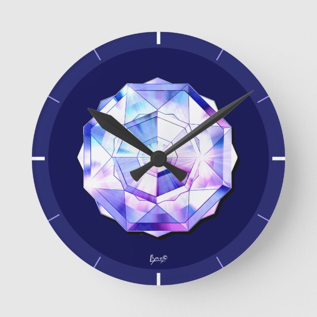 blaue Rosette Runde Wanduhr (Vorderseite)
