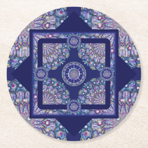 Blaue Rosette Runder Pappuntersetzer