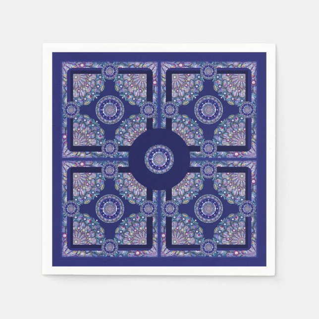 Blaue Rosette Serviette (Vorderseite)