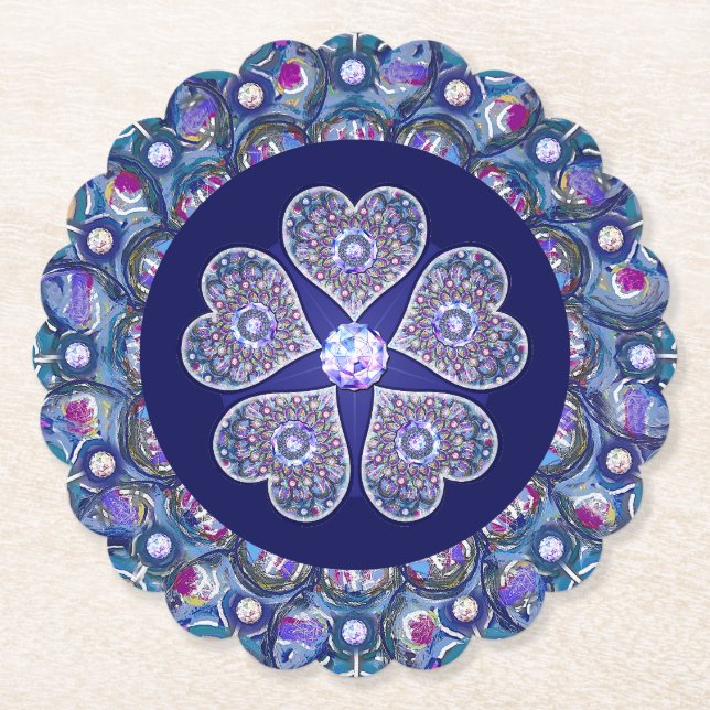 Blaue Rosette Untersetzer (Vorderseite)