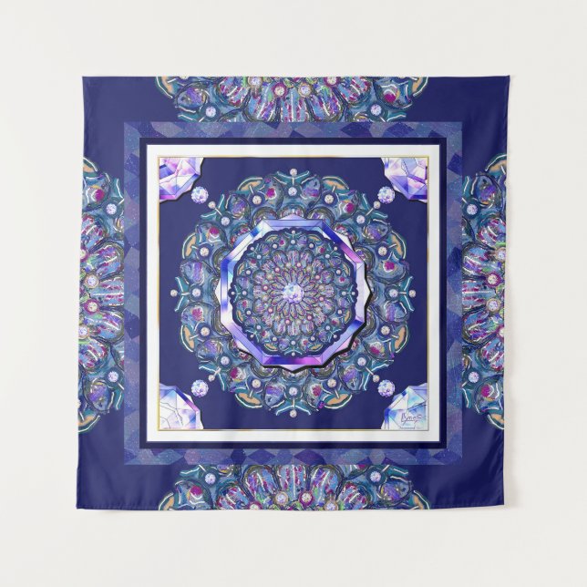 Blaue Rosette  Wandteppich (Vorderseite)
