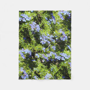 blaue Rosmarin-Blumen auf Grün Fleecedecke