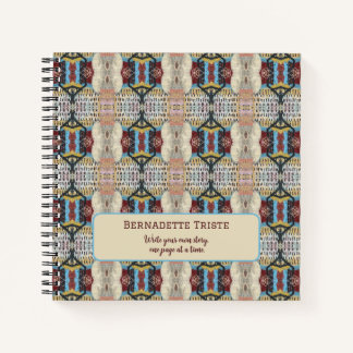 Blaue rote Creme Geometrie Nahtloses Muster Notizbuch