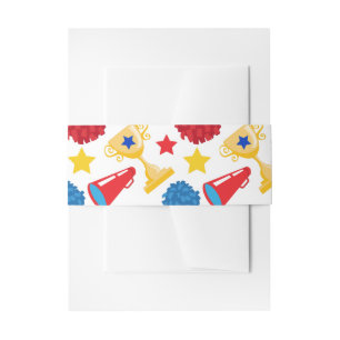 Blaue Rote Gelbe Sterne Cheerleader Megaphon Pom Einladungsbanderole
