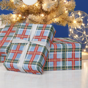 Blaue Rote Grüne Karierte Weihnachten Geschenkpapier