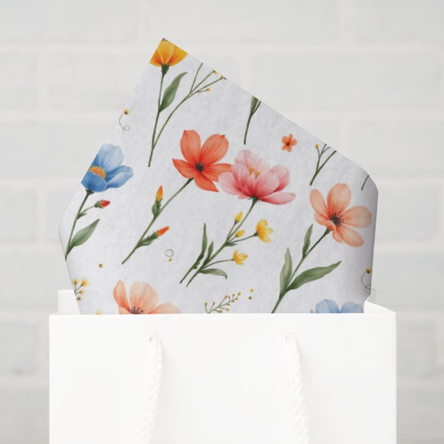 Blaue Rote Rosa Blumen Seidenpapier (Geschenktüte)