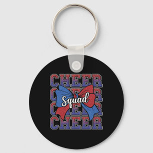 Blaue rote Schleife Cheer Squad Sport Cheerleader  Schlüsselanhänger