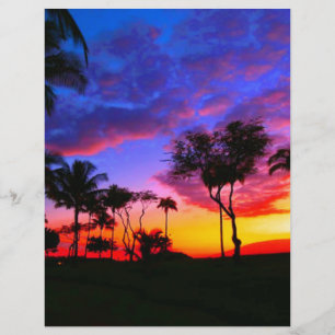 Blaue rote Sonnenuntergangs-Exotik-Hawaiianischer  Briefbogen
