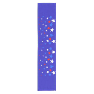 Blaue, rote und weiße Sternmuster Kurzer Tischläufer
