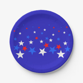 Blaue, rote und weiße Sternmuster Pappteller