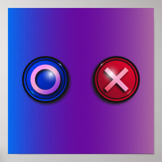 Blaue rote Wahlknöpfe Gradient Gaming-Wandkunst Poster