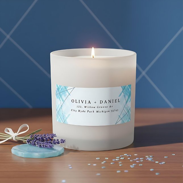 Blaue Rücksendebezeichnung für moderne geometrisch (Von Creator hochgeladen)