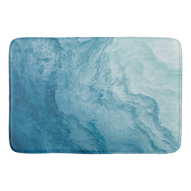 Blaue Ruhe im Ozean Waves Natur Abstrakte Kunst Badematte (Vorderseite)