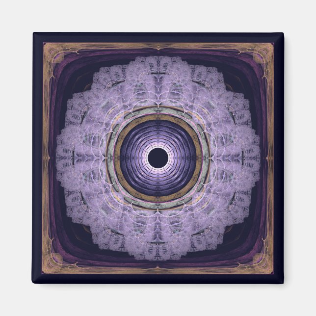 Blaue runde fraktale Mandala Magnet (Vorne)