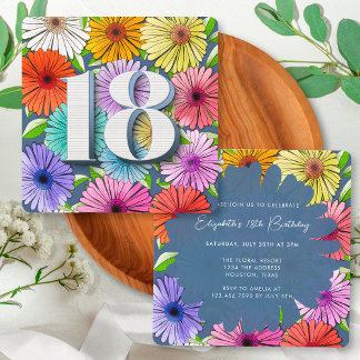 Blaue Rustikale Frühlingsparty 18. Geburtstagspart Einladung