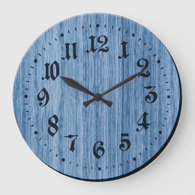 Blaue rustikale hölzerne Uhr (Vorderseite)