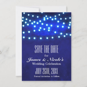 Blaue Rustikale Nacht-Lichterkette Save The Date K