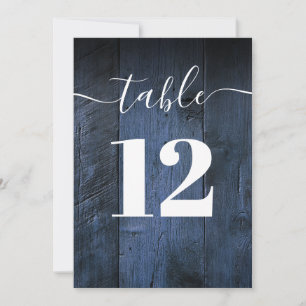 Blaue Rustikale Scheunenholz Boho-Tischnummer Einladung