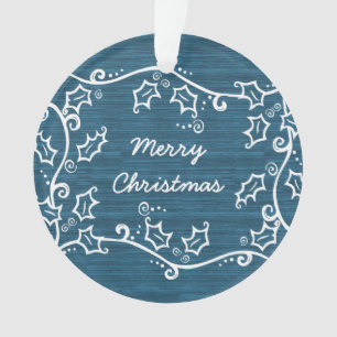 Blaue Rustikale Stechpalmen-Acryl-Weihnachtsbaumde Ornament