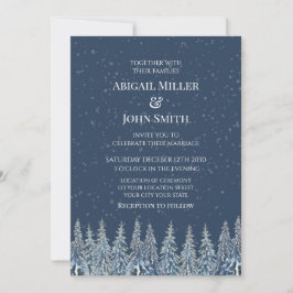Blaue Rustikale Winterwald-Hochzeitseinladungen Einladung
