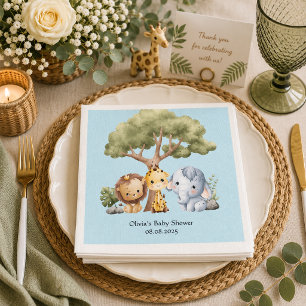 Blaue Safari-Baby-Party Serviette