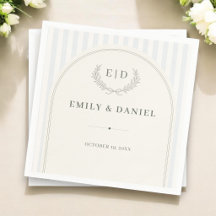 Blaue & Salbei gestreifte Monogramm-Hochzeit