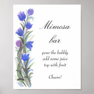 Blaue Salbei grüne Wildblumen Mimosa Bar Poster
