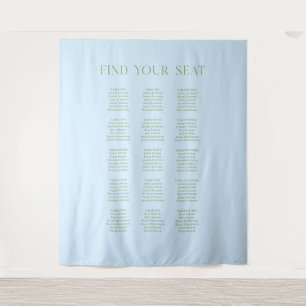 Blaue & Salbeigrüne Hochzeit Sitzordnung Hintergru Wandteppich