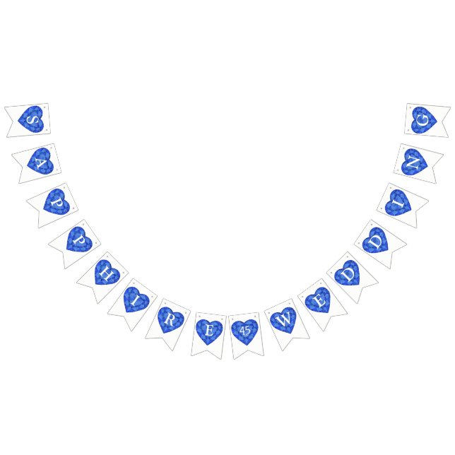 Blaue Saphirherzenhochzeit 45 Jahre Wimpelkette (Alle)
