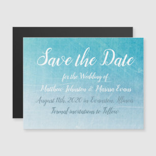 Blaue Save the Date magnetische Hochzeitskarte Magneteinladung