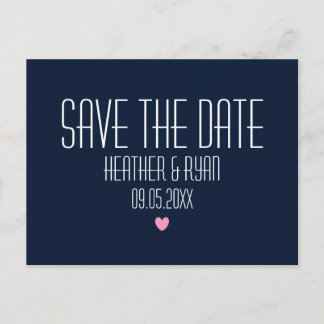 Blaue Save the Date Postkarte