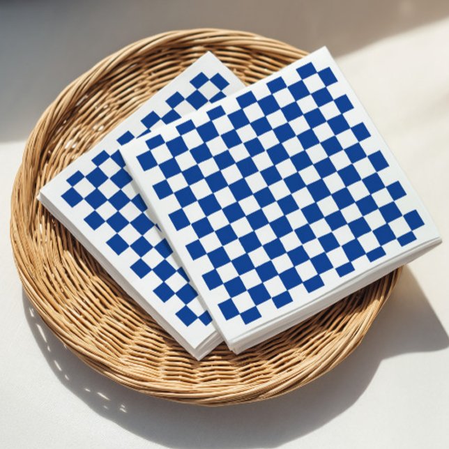 Blaue Schachbrett-Hochzeitsdusche Serviette (Blue Checker Bridal Shower Napkins)