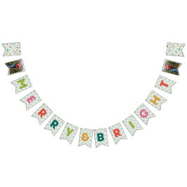 Blaue Schachbrett-Merry-&-Bright-Girlande Wimpelkette