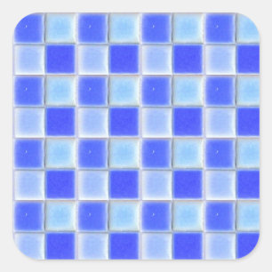 Blaue Schachbrett-Mosaik-Keramik deckt Aufkleber